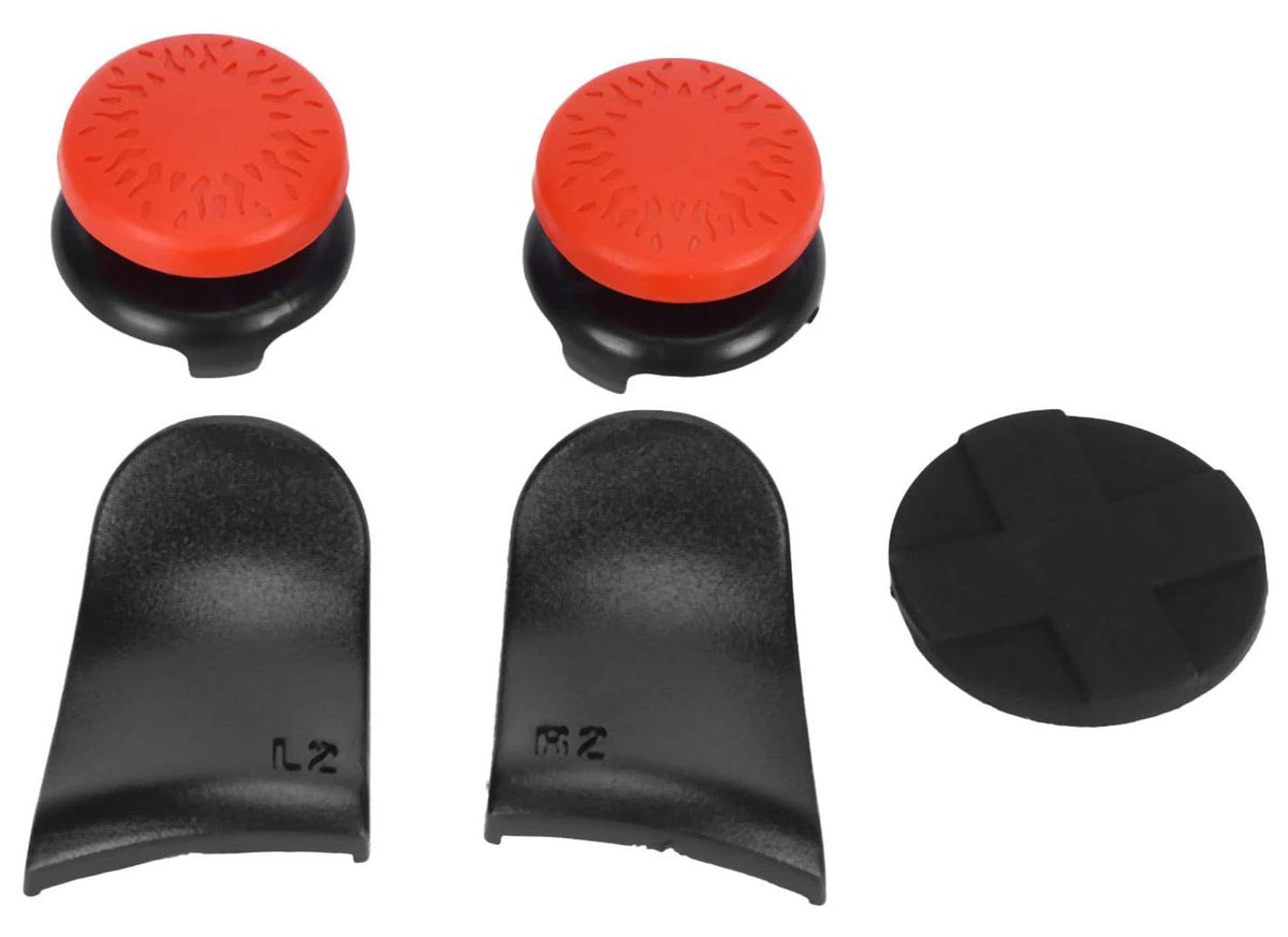 5 in 1 Controller Accessory for  Thumb Stick Grip Key Joystick Cover  L1/R2 Key Extender  Joystick Key  Cross Key (red)