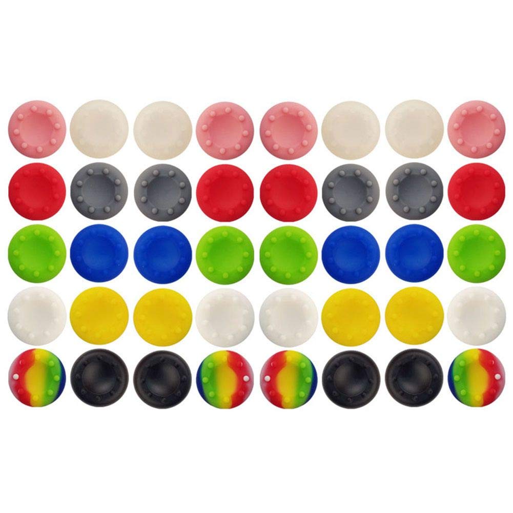 40 Pcs Colorful Silicone Accessories Replacement Part Thumb Grip Cap Cover  Analog Controller Thumb Stick Grips Cap Cover for PS2  PS3  PS4  Xbox 360  Xbox One Controller