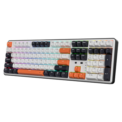 Redragon K689 PRO Wireless RGB Mechanical Keyboard - 108 Keys, Hot-swappable, Round PBT Keycaps, Black Tangerine