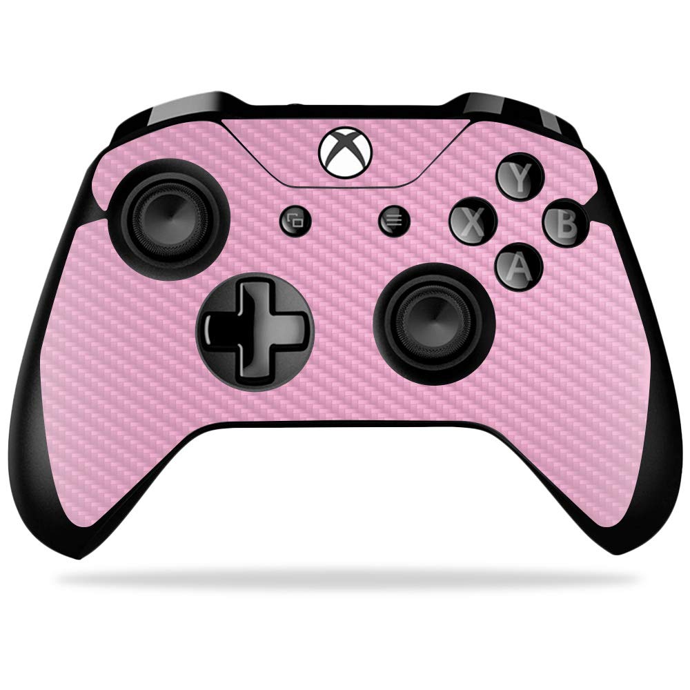 MightySkins Carbon Fiber Skin for Microsoft Xbox One X Controller - Solid Pink | Protective  Durable Textured Carbon Fiber Finish | Easy to Apply  Remove  and Change Styles | Made in The USA