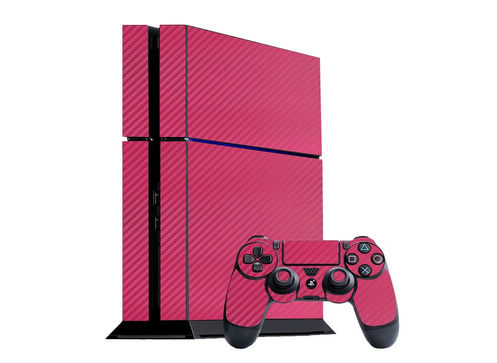 3D Carbon Fiber Party Pink - Air Release Vinyl Decal Mod Skin Kit by System Skins - Compatible with PlayStation 4 Console (PS4)