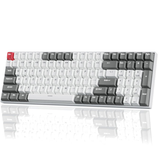RK ROYAL KLUDGE RK100 Wireless Mechanical Keyboard RGB Backlit Bluetooth5.1/2.4G/Wired 96% Full Size 100-Key Hot Swappable Gaming Keyboard Red Switch Classic