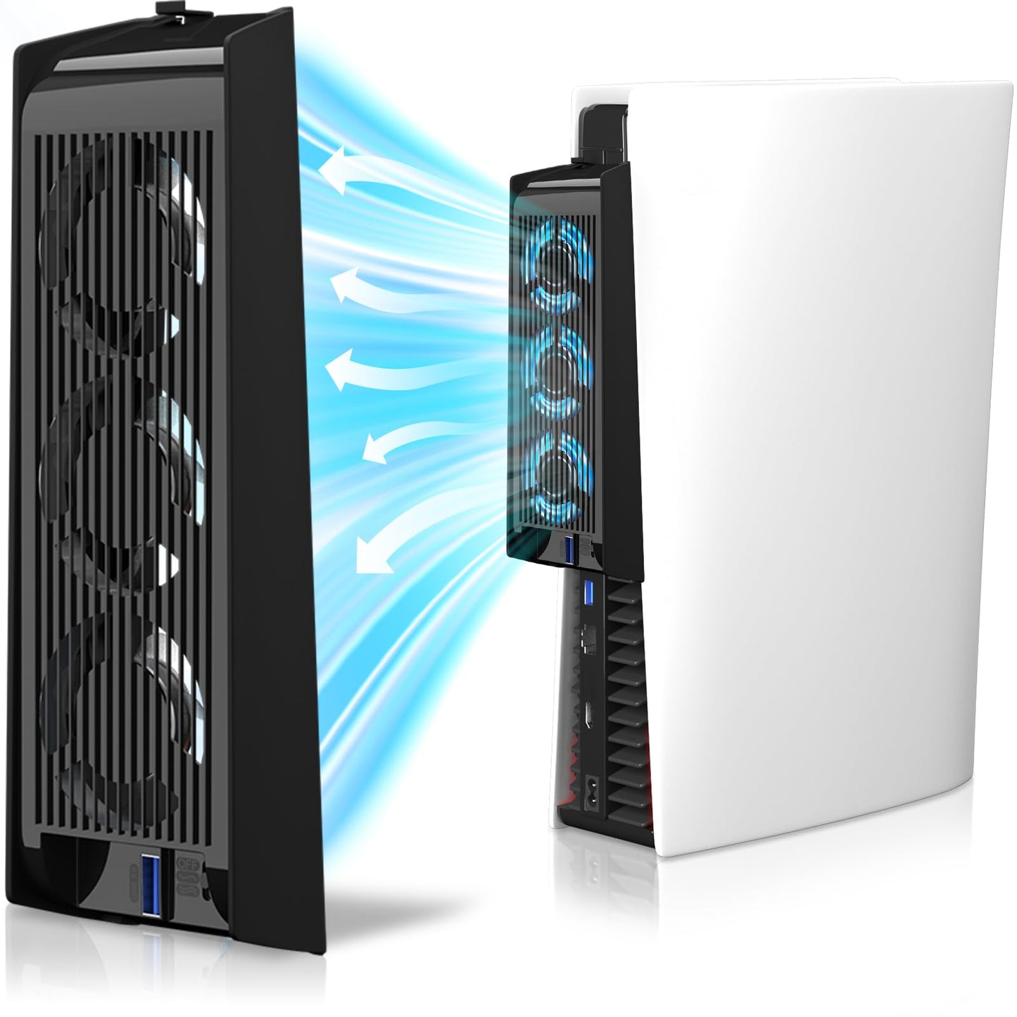 Electight PS5 Cooling Fan - Efficient Cooling System, 3 High-Speed Fans, Adjustable Speed, White, Compatible with PS5 Digital/Disc Edition