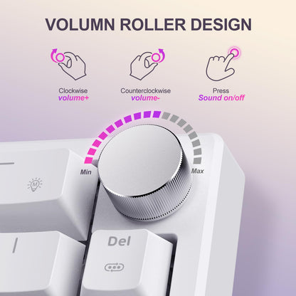 YOUSUOMASTER X82 60% Wired Gaming Keyboard, RGB Backlit, Hot Swappable Red Switch, Mini Design, White