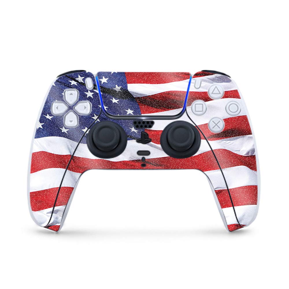 MightySkins Glossy Glitter Gaming Skin for PS5 / PlayStation 5 Controller - American Flag | Durable High-Gloss Glitter Finish | Easy to Apply and Change Style | Made in The USA