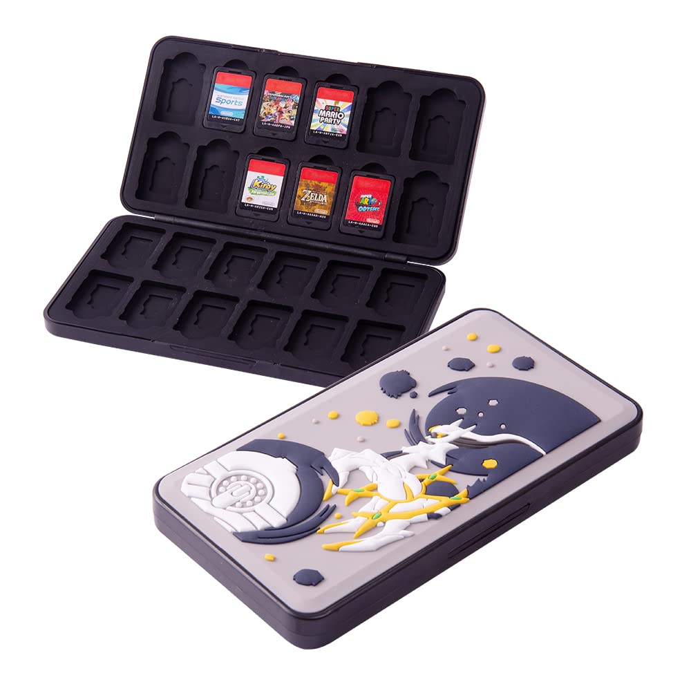 PERFECTSIGHT Cute Game Card Case for Nintendo Switch/Switch Lite/OLED  24 Game Holder refill unit Case for Game Cards and 24 SD Cards  Kawaii Portable Compact Storage Box (Grey Arceus  24 sections)