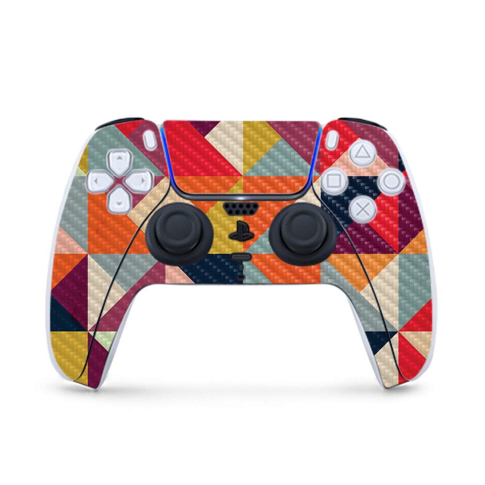 MightySkins Carbon Fiber Gaming Skin for PS5 / PlayStation 5 Controller - Bright and Happy | Durable Textured Carbon Fiber Finish | Easy to Apply | Made in The USA