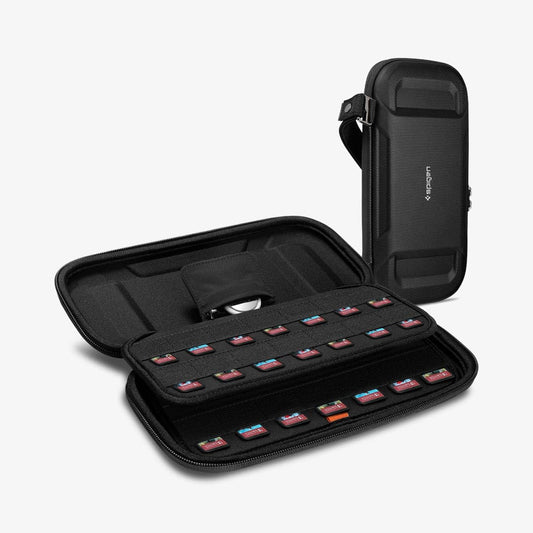 Spigen Rugged Armor Pro Game Cartridge Case for Nintendo Switch 1/2 & Switch OLED  Micro SD Cards  Portable Hard Shell Pouch Travel Storage Switch Game Case Compatible with AirTag - Black