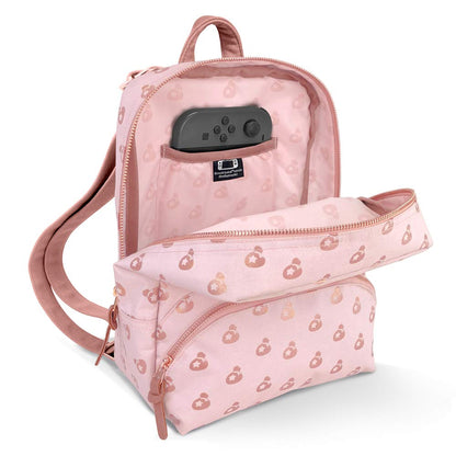 Controller Gear Animal Crossing Small Backpack - Rose Gold, 11.5x9x5.25 inches, Model BANIXXMPN-0MABL, Travel Bag for Console & Accessories