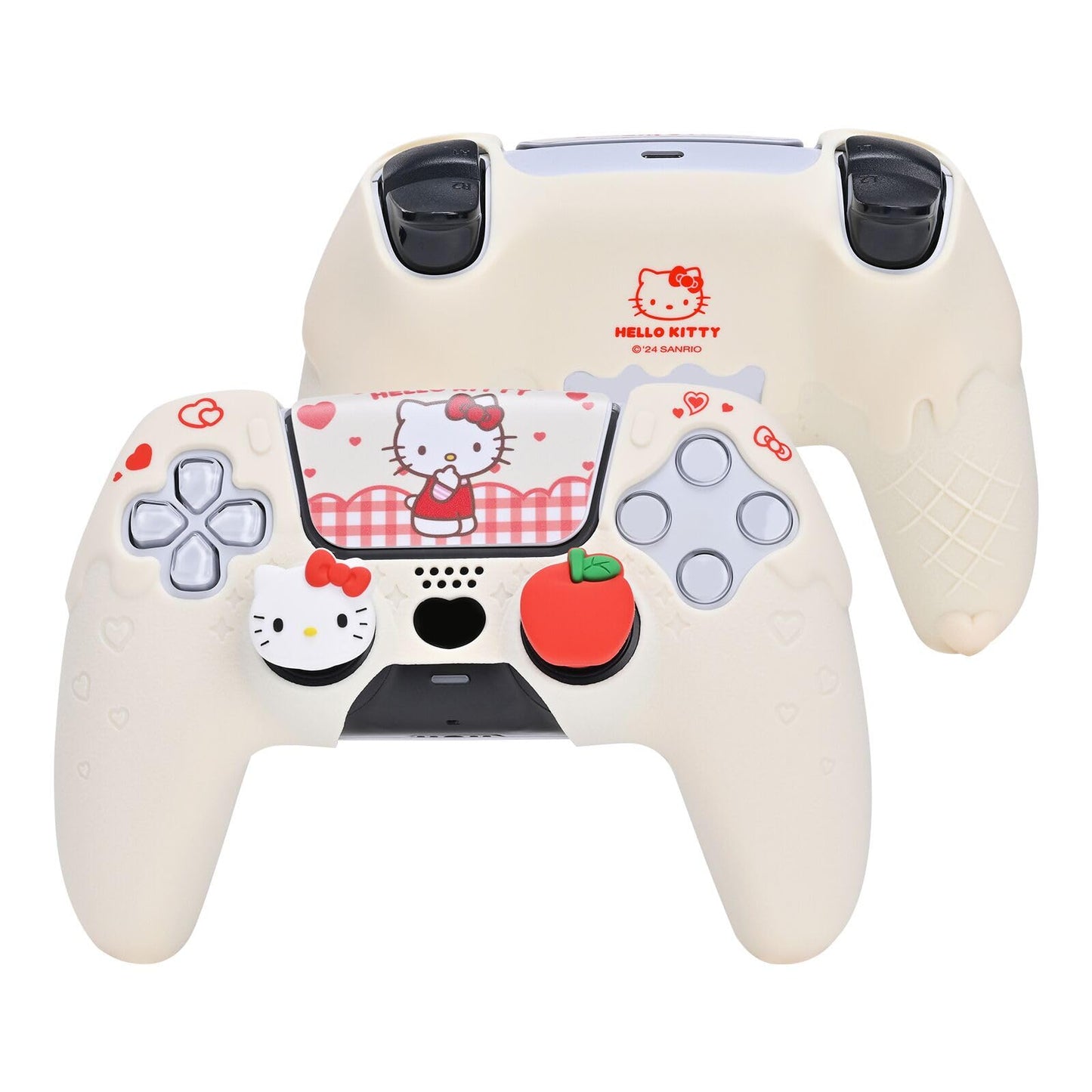 Kuitmor PS5 Controller Skin Case Set Silicone Protective Cover Case Anti-Slip Cute Kitty Protective Shell for PS5 Controller with 2 Thumb Grip Caps and 2 Stickers