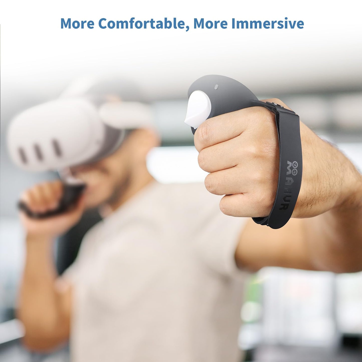 AMVR Extended Hand Straps for Oculus Quest 3 - Black, Ergonomic Design for Large Hands - Model 53957b61f4844183ae95e0dde54aeee0