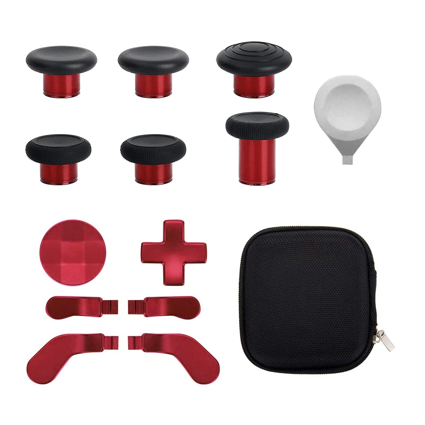 13 in 1 Metal Thumbsticks for Xbox One Elite Series 2  Elite Series 2 Controller Accessory Parts  Gaming Accessory Replacement  Metal Mod 6 Swap Joystick  4 Paddles  2 D-Pads  1 Tool (Plating Red)