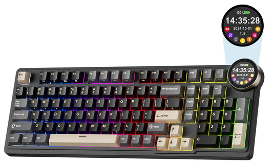 RK ROYAL KLUDGE N99 Wireless Mechanical Keyboard with Screen & Knob  BT/2.4G/USB-C  96% Hot Swappable Custom Keyboard  Pre-lubed Linear Switches  Gasket Mount  RGB Gaming Keyboards