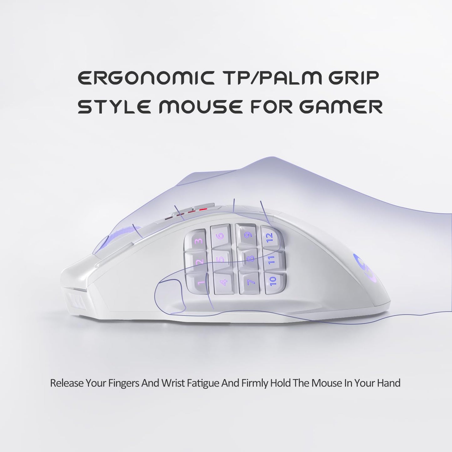 UtechSmart Venus Pro Wireless MMO Gaming Mouse, 16,000 DPI, Ergonomic, 16 Programmable Buttons, White, Model US-D16000-WGM