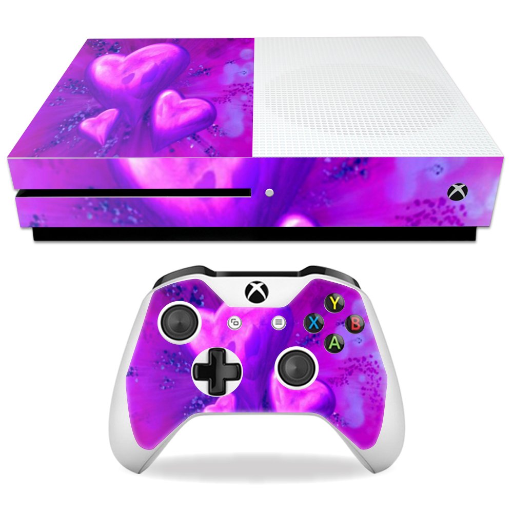 MightySkins Skin Compatible with Microsoft Xbox One S wrap Cover Sticker Skins Purple Heart
