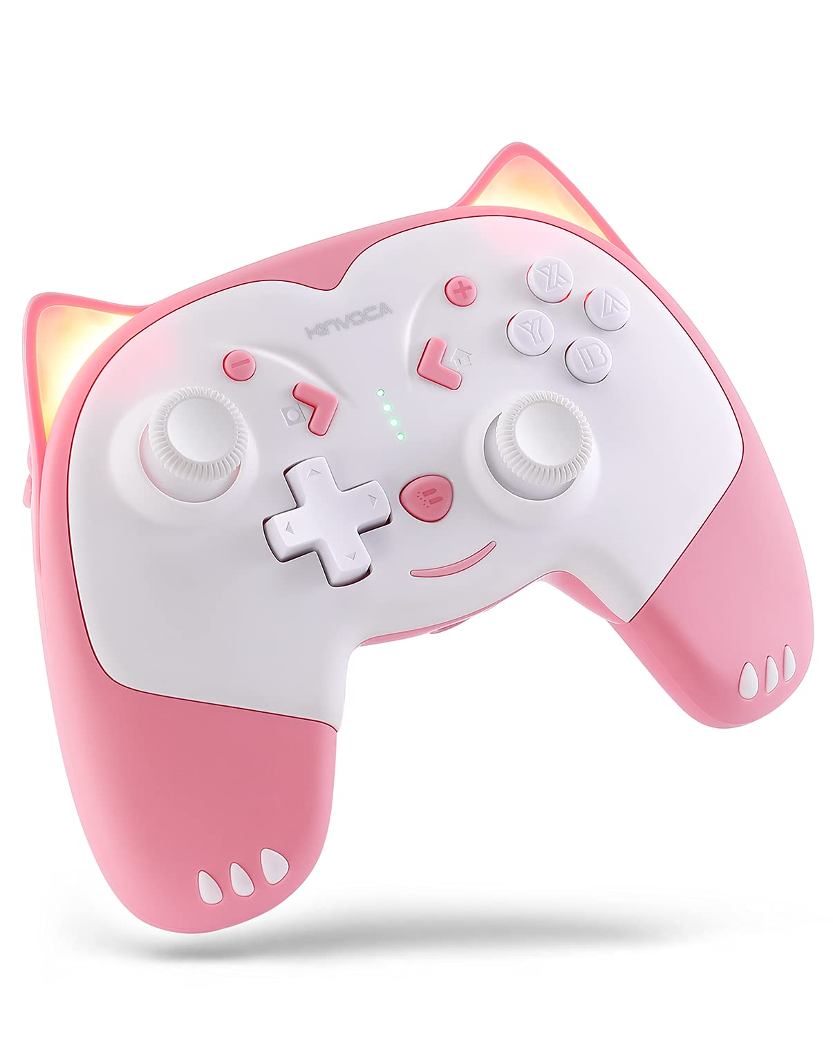 KINVOCA Wireless Controller for Nintendo Switch/Switch Lite - Pink, Turbo, Motion, Vibration, Headphone Jack, Model EG09A