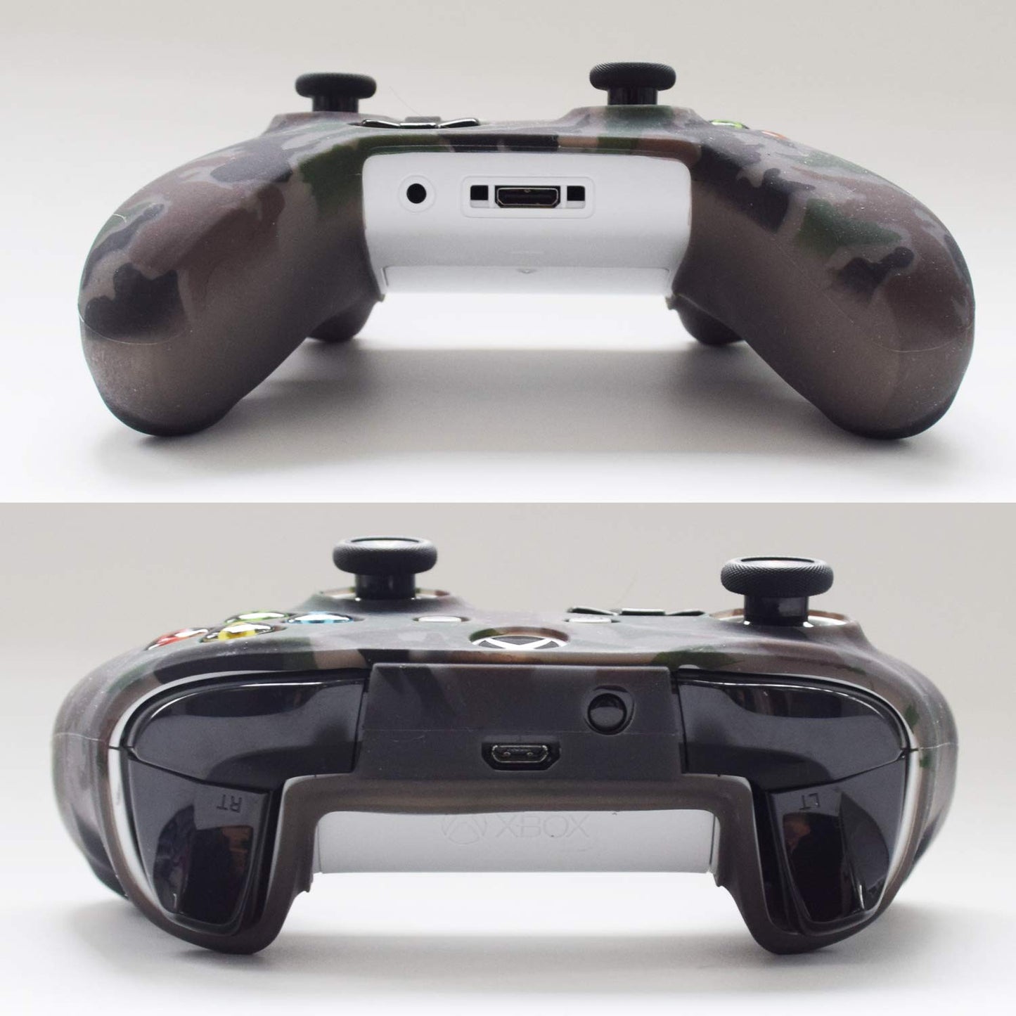 Hikfly Silicone Gel Cover for Xbox One/S/X Controller - Camouflage Skin Protector - Grey - Includes 8 Thumb Grip Caps