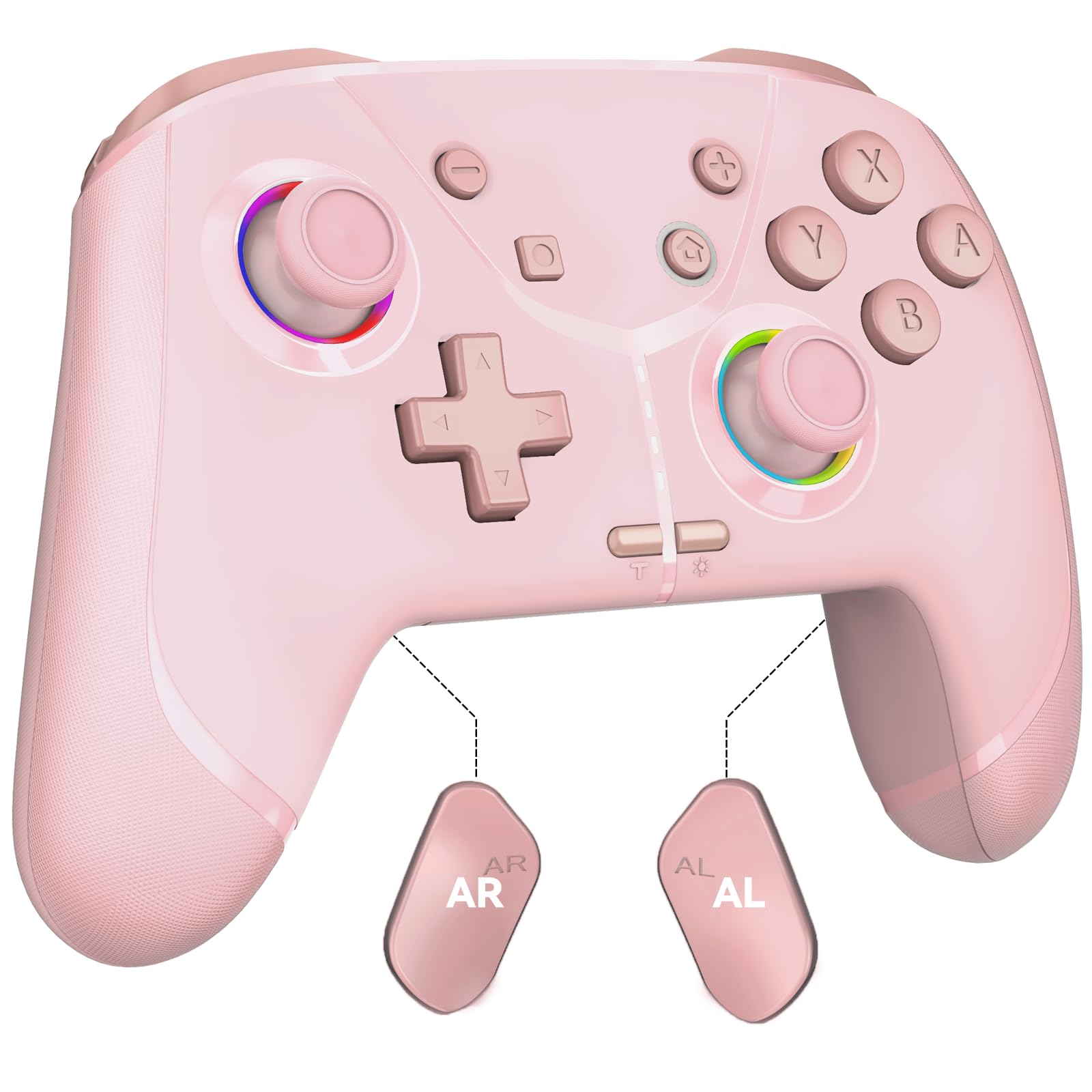 GMBACK Wireless Switch 2 Pro Controller  Turbo Controller for Nintendo Switch 2/Switch 1/Lite/OLED with Loop Macro  Home Wake Up  HD Rumble  Motion Control  Turbo  800mAh  Light Pink