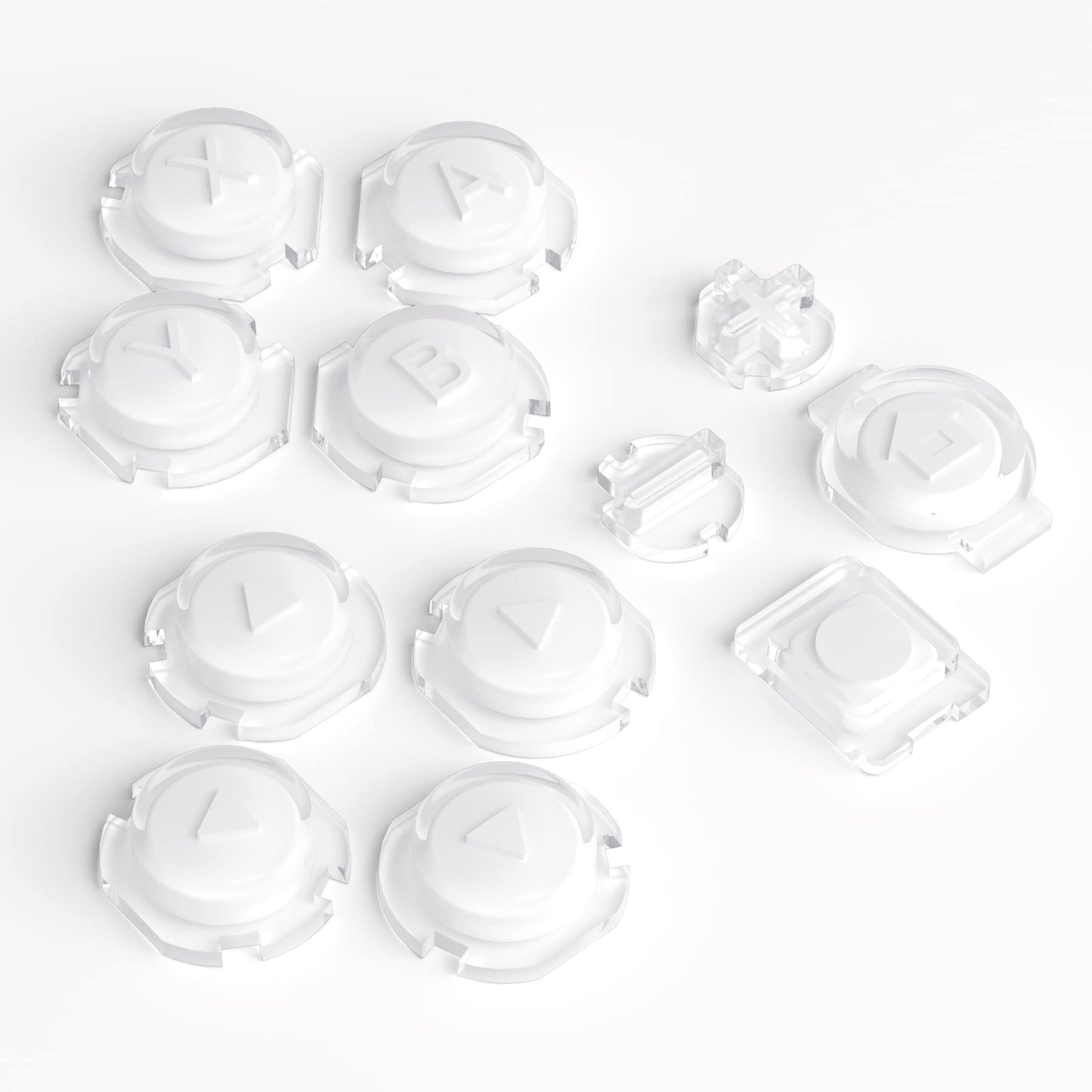 eXtremeRate Replacement Two-Tone Jelly Buttons for JoyCon  White & Clear with Symbols Custom Controller ABXY Direction Home Capture + - Keys  DIY Action Face Buttons for Nintendo Switch & Switch OLED