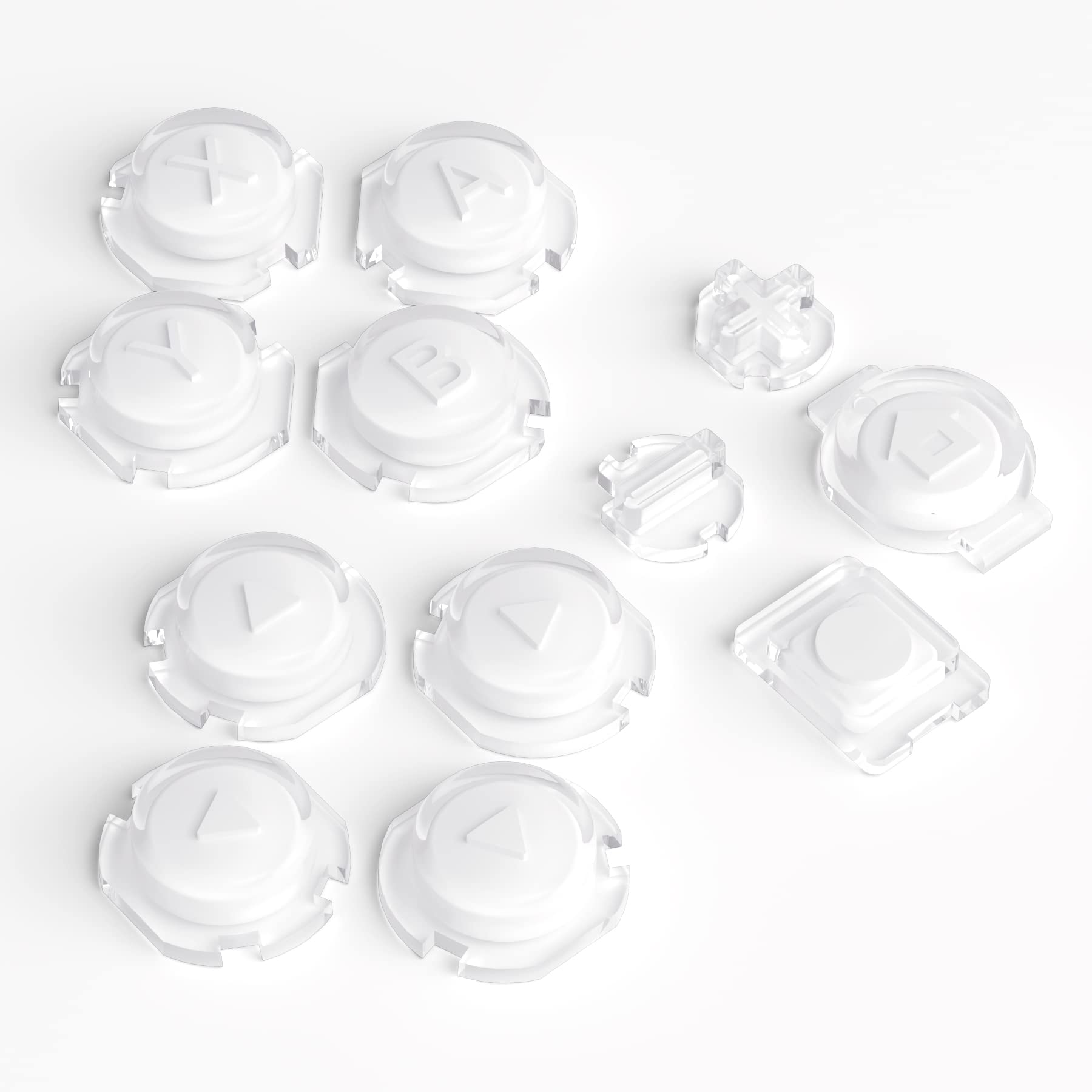 eXtremeRate Replacement Two-Tone Jelly Buttons for JoyCon  White & Clear with Symbols Custom Controller ABXY Direction Home Capture + - Keys  DIY Action Face Buttons for Nintendo Switch & Switch OLED