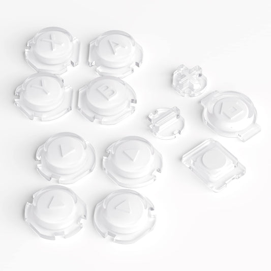 eXtremeRate Replacement Two-Tone Jelly Buttons for JoyCon  White & Clear with Symbols Custom Controller ABXY Direction Home Capture + - Keys  DIY Action Face Buttons for Nintendo Switch & Switch OLED