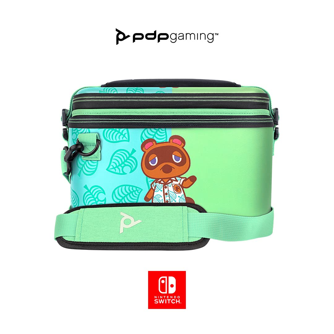 PDP Gaming Switch Pull-N-Go Travel Case - Animal Crossing - Semi-Hardshell, Holds 14 Games, Perfect for Kids, Blue, Model 500-141-NA-C5AC
