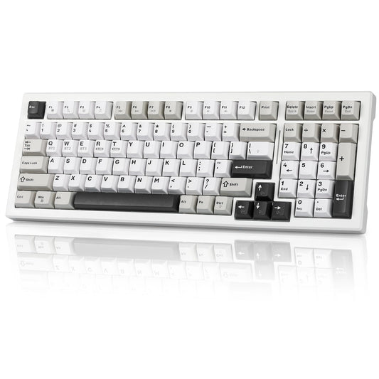 Gaozen Wireless Game Mechanical Keyboard BT5.0/2.4GHz/USB  Multi-Color LED with 18+ Modes  Hot-Swappable Custom Keyboard  Red Creamy Switches  Gaming Keyboard for PC/Mac (Black White)