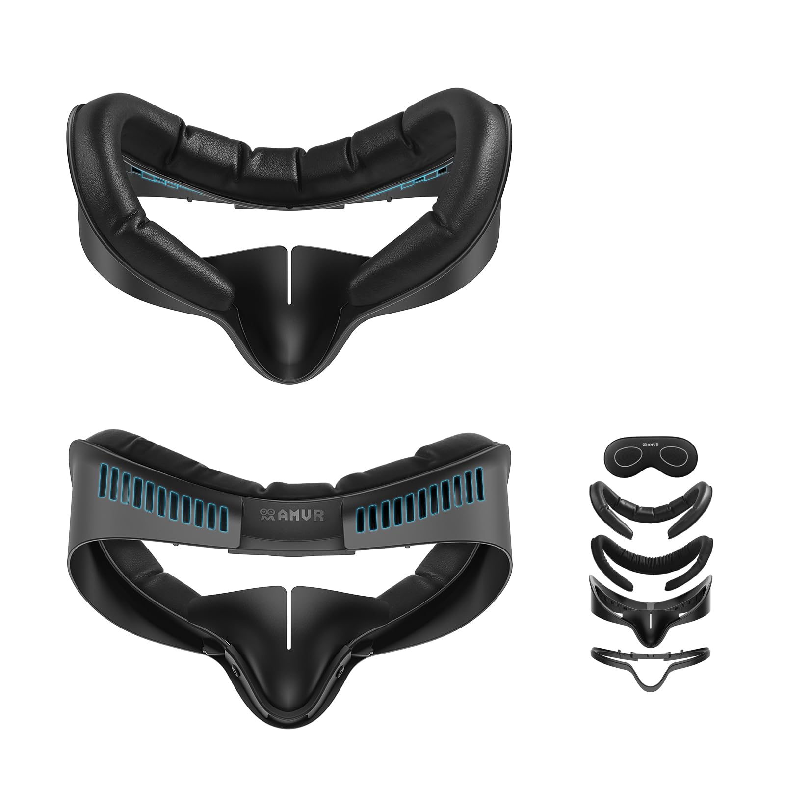 AMVR Facial Interface Face Pad Cover Compatible with Meta/Oculus Quest 3S Accessories  Comfort PU and Ice Silk Cotton Cushion Not Fit Q3 (Standard Version)