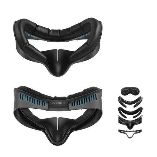 AMVR Facial Interface Face Pad Cover Compatible with Meta/Oculus Quest 3S Accessories  Comfort PU and Ice Silk Cotton Cushion Not Fit Q3 (Standard Version)