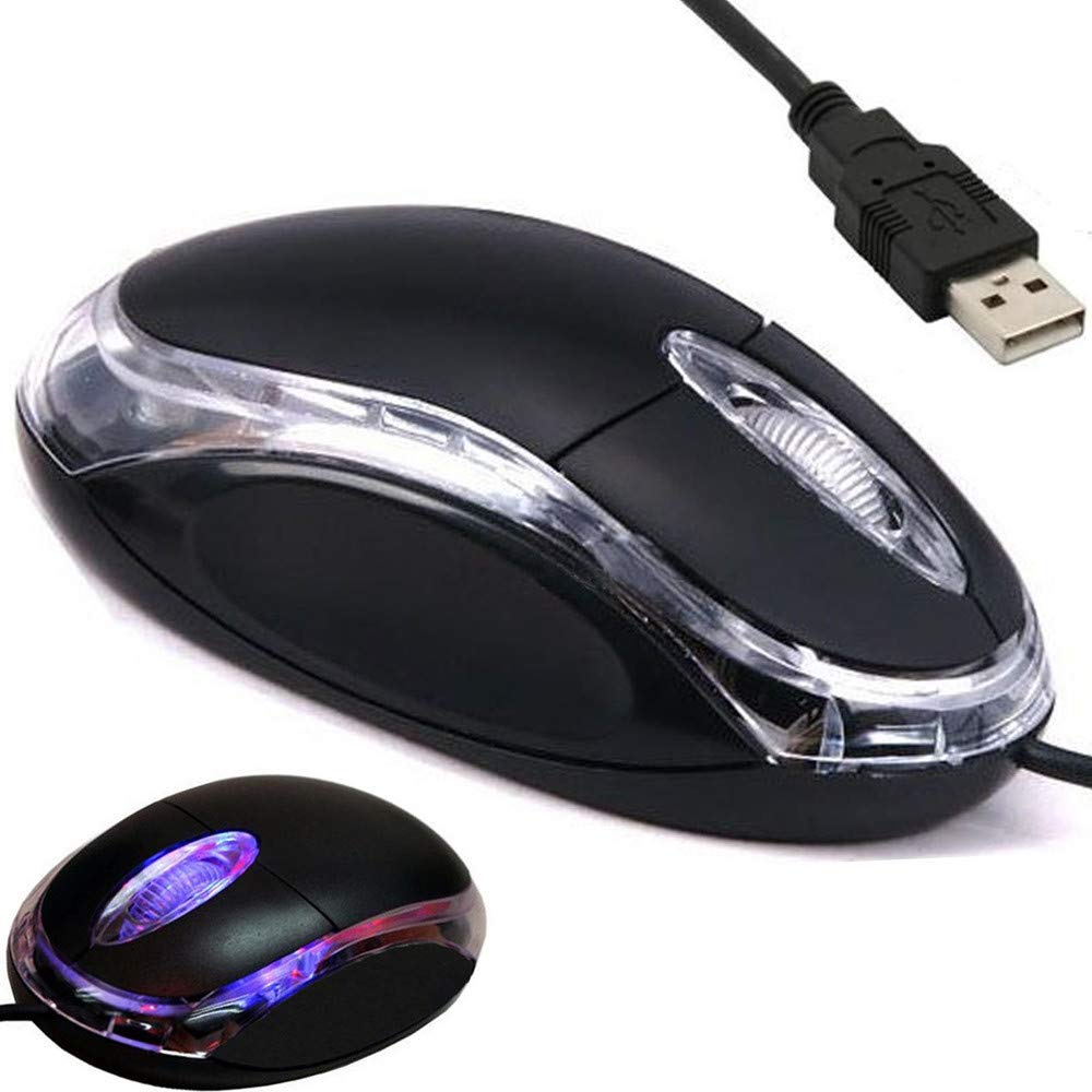 ANRANK UM2030AK Black USB Optical Mouse, 3-Button with Scroll Wheel, LED Light for PC/Laptop