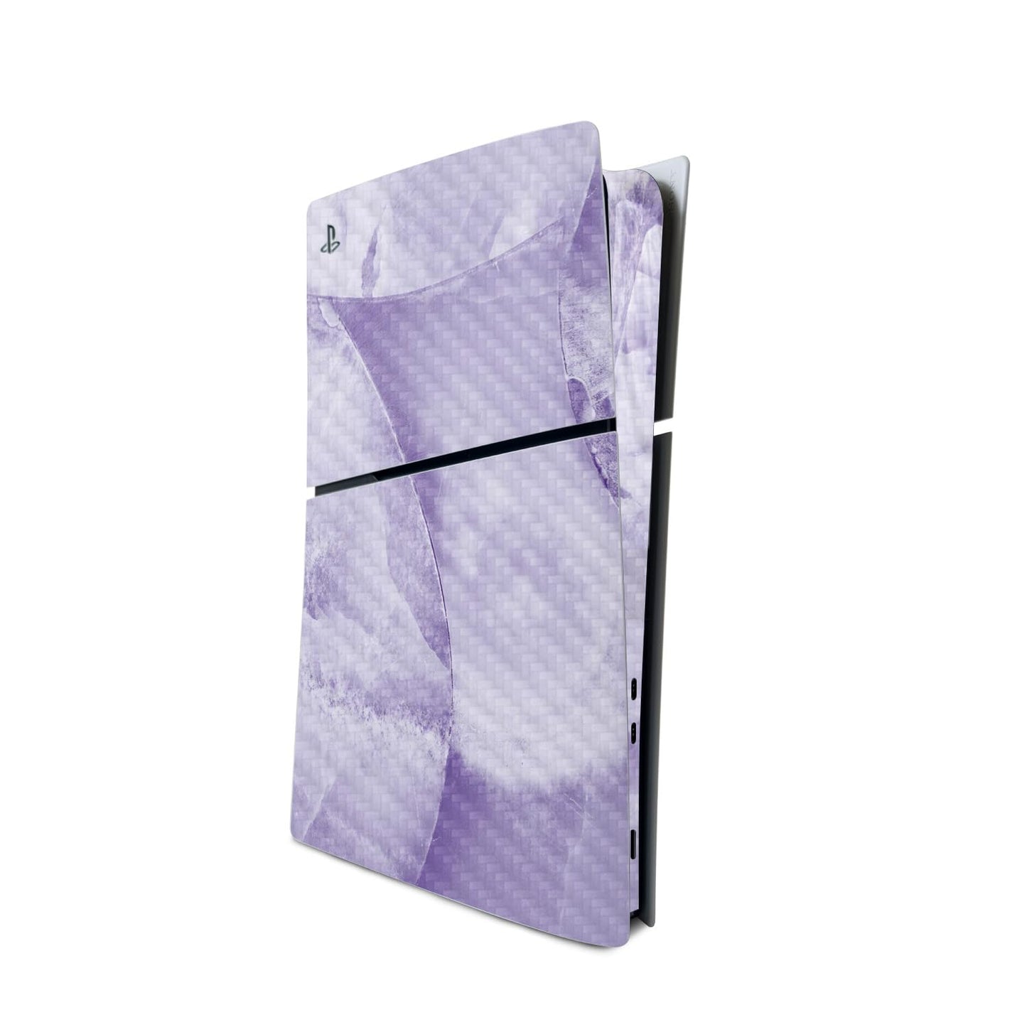 MightySkins Carbon Fiber Skin for PS5 Playstation 5 Slim Digital Edition Console Only - Round Amethyst Protective Durable Textured Carbon Fiber Finish Easy to Apply Made in The USA