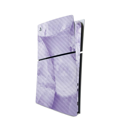 MightySkins Carbon Fiber Skin for PS5 Playstation 5 Slim Digital Edition Console Only - Round Amethyst Protective Durable Textured Carbon Fiber Finish Easy to Apply Made in The USA