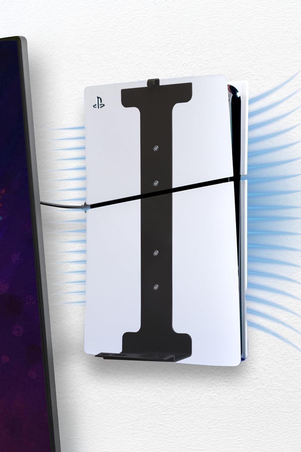 HIDEit Mounts PS5 Slim Wall Mount - High Profile Steel PS5 Mount Kit for Secure Fit & Better Ventilation - American Gaming Mount Pioneer Since 2009 - Not for PlayStation 5 Original & Pro