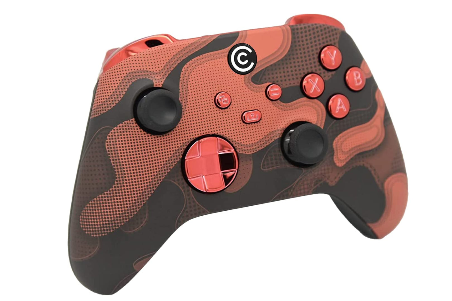 Custom Controllerzz Wireless Controller for PC & Xbox - Red Camo with Red Chrome Inserts