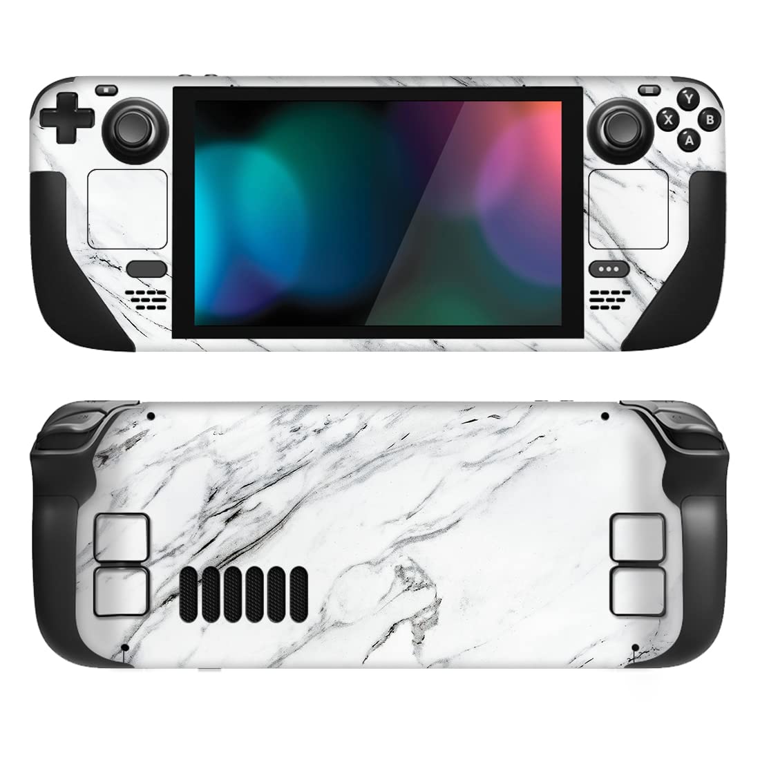 PlayVital Full Set Protective Skin Decal for Steam Deck LCD  Custom Stickers Vinyl Cover for Steam Deck OLED - Modern White Marble