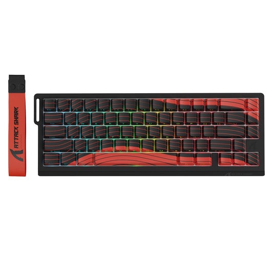ATTACK shark design X68 PRO HE Wireless Rapid control button Gaming Keyboard with Adjustable Actuation 8K Polling Rate Hall Effect Magnetic Switch Hot-Swap RGB Backlit BT/2.4GHz/Wired for FPS Games-Black&Red
