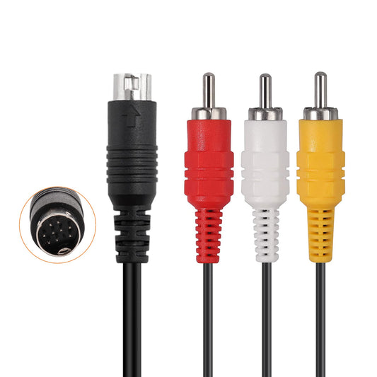 AV Cable for Genesis 2 3  Standard AV Cable RCA Connection Cord Compatible with Sega Genesis 2 & 3  1.8M/6FT Composite 3 RCA Gold-Plated TV Display 32x 9 Pin Plug