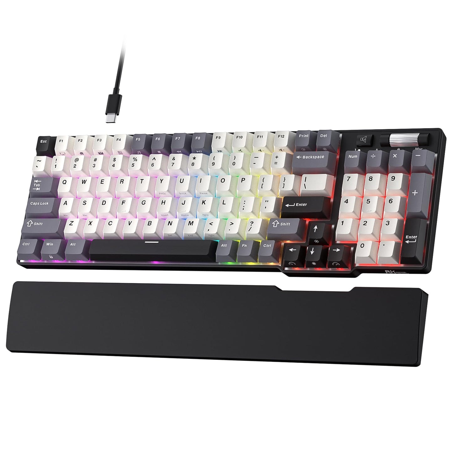 RK ROYAL KLUDGE C96 HE Mechanical Gaming Keyboard  Hall Effect Magnetic Switch  Hot Swappable 90% Wired RGB Keyboard w/Wrist Rest  Rapid Trigger Adjustable Actuation  8K Polling Rate  Pro Web Driver