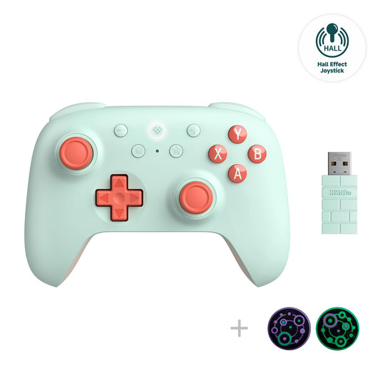 8Bitdo Ultimate 2C Hall Effect Joysticks and Hall Triggers Wireless Controller for Windows PC and Android  with Remappable L4/R4 Bumpers  Turbo function & Rumble vibration (Mint)