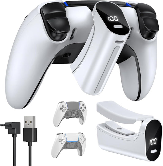 [LED Display] YUANHOT 7400mWh Rechargeable Battery Pack for PS5 and PS5 Edge Controller  Battery Extender for PlayStation 5 and PlayStation fine design Controller  Play and Charge Kit for ps5 Accessories