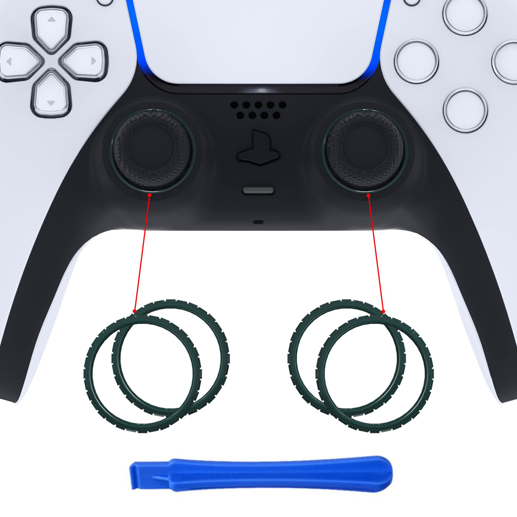 eXtremeRate Racing Green Replacement Accessories for PS5 Controller  Custom Accent Rings for PS5 Controller - Controller NOT Included
