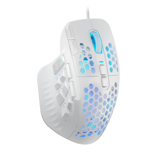 CORBOBO SM809 Wired RGB Gaming Mouse - 24000 DPI, 9 Side Buttons, Large Size, White Color