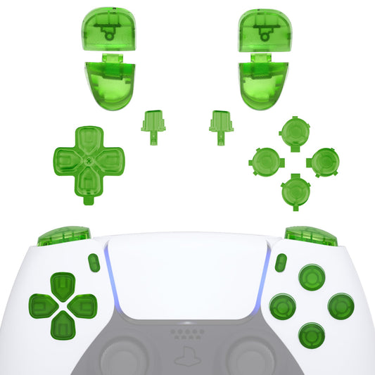 eXtremeRate Replacement D-pad R1 L1 R2 L2 Triggers Share Options Face Buttons  Clear Green Full Set Buttons Compatible with ps5 Controller BDM-030 BDM-040 BDM-050 - Controller NOT Included