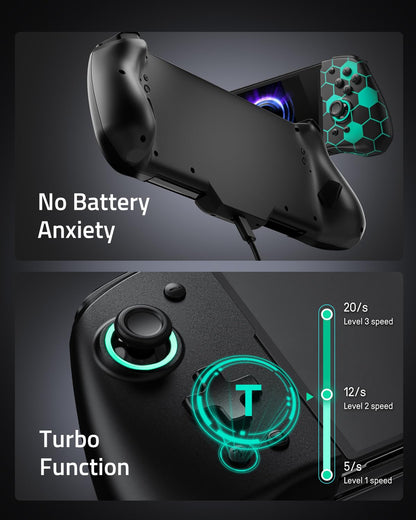 FUNLAB Switch Handheld Controller for Nintendo, Ergonomic Joypad, Customizable with 7 LED Colors, Black-Honeycomb Pattern