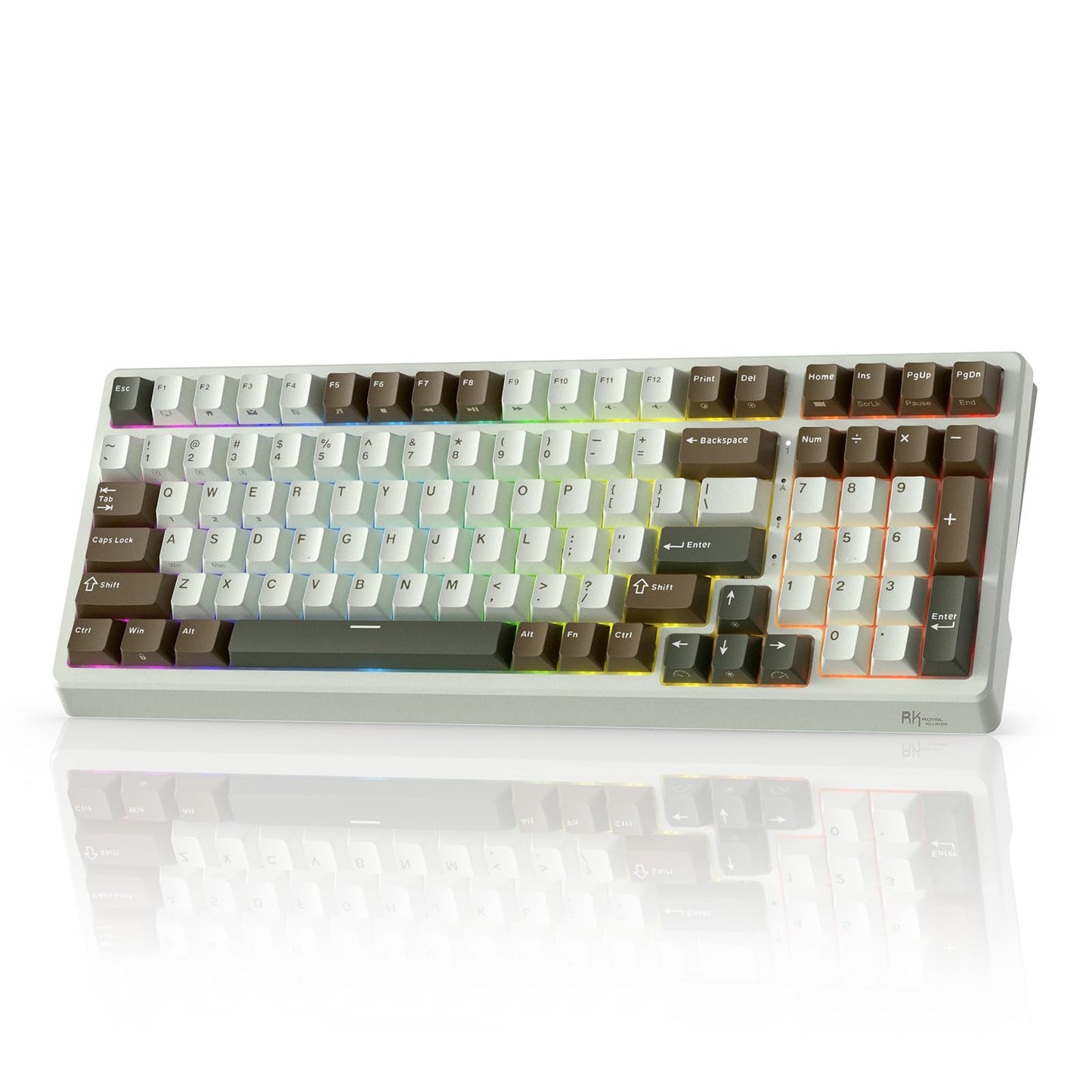 RK ROYAL KLUDGE F99 Wireless Mechanical Gaming Keyboard, Tri-Mode, Tactile Beige Switch, Palm Green, RGB Backlit, Num Pad