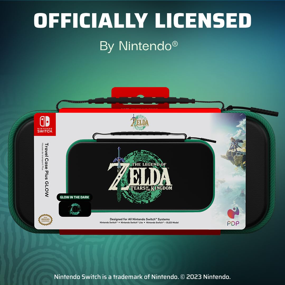 PDP Travel Case Plus GLOW for Nintendo Switch & Lite - Zelda Glow-in-the-Dark, Model 500-224-TOKG, Durable Plastic Material