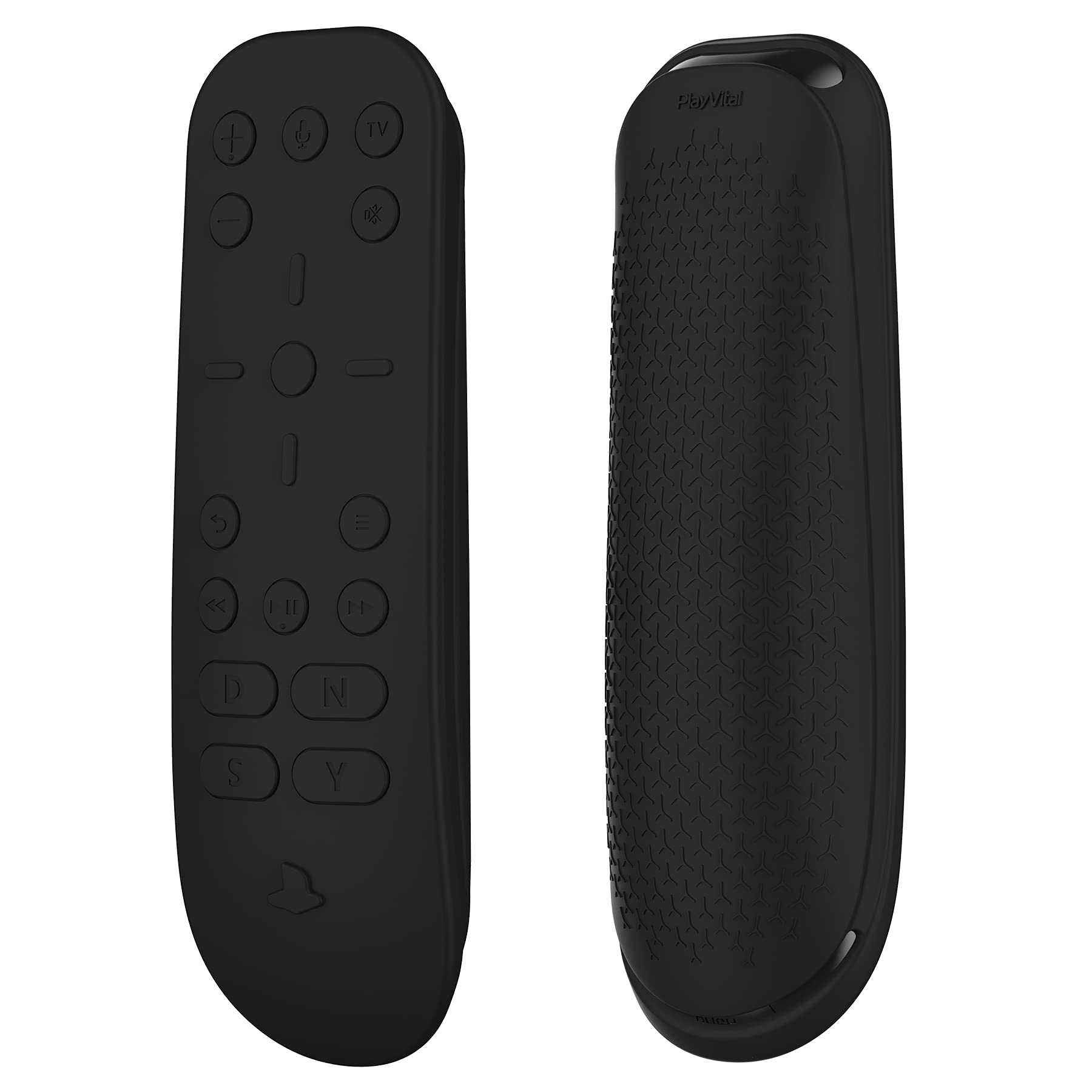 PlayVital Silicone Protective Remote Case for ps5 Media Remote Cover  Ergonomic Design Full Body Protector Skin for ps5 Remote Control - Black