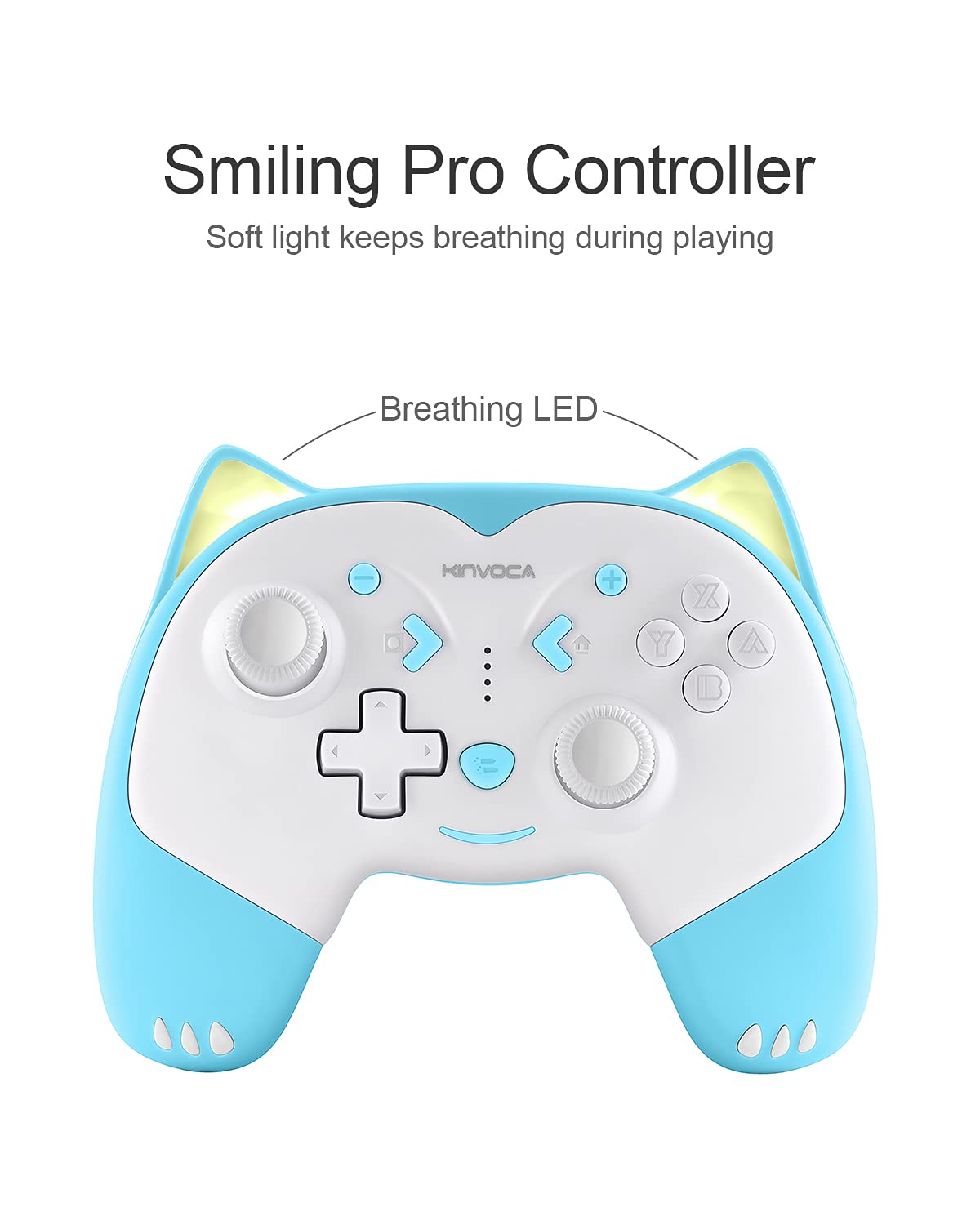 KINVOCA Wireless Controller for Nintendo Switch - Turbo, Vibration, Motion, Blue, Model EG09A