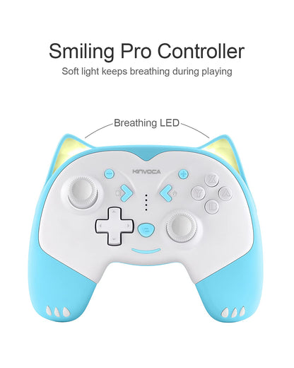 KINVOCA Wireless Controller for Nintendo Switch - Turbo, Vibration, Motion, Blue, Model EG09A