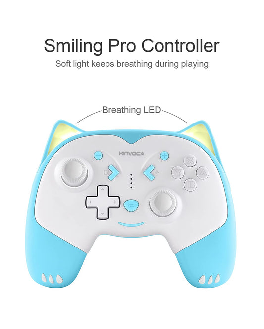 KINVOCA Wireless Controller for Nintendo Switch - Turbo, Vibration, Motion, Blue, Model EG09A